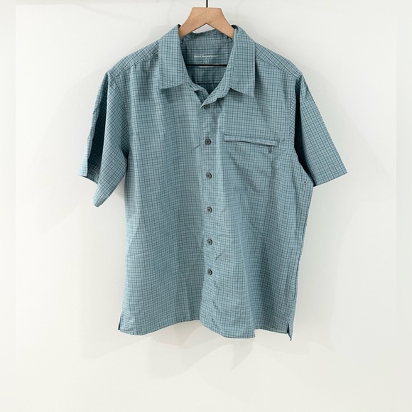 Eddie Bauer Sport Men’s Short Sleeve Sport Shirt Blue Plaid Size Large - Picture 2 of 6